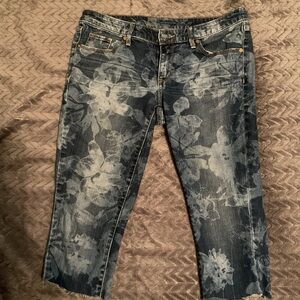 MOSSIMO Fit 3 Floral Cropped Denim Jeans, size 6